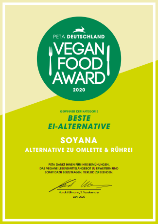 PETA Vegan Food Award 2020 Urkunde